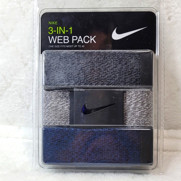 NIKE MEN'S WEB BELT 3 IN 1 WEB PACK GRAY/BLUE. TRIM TO FIT - Picture 1 of 2